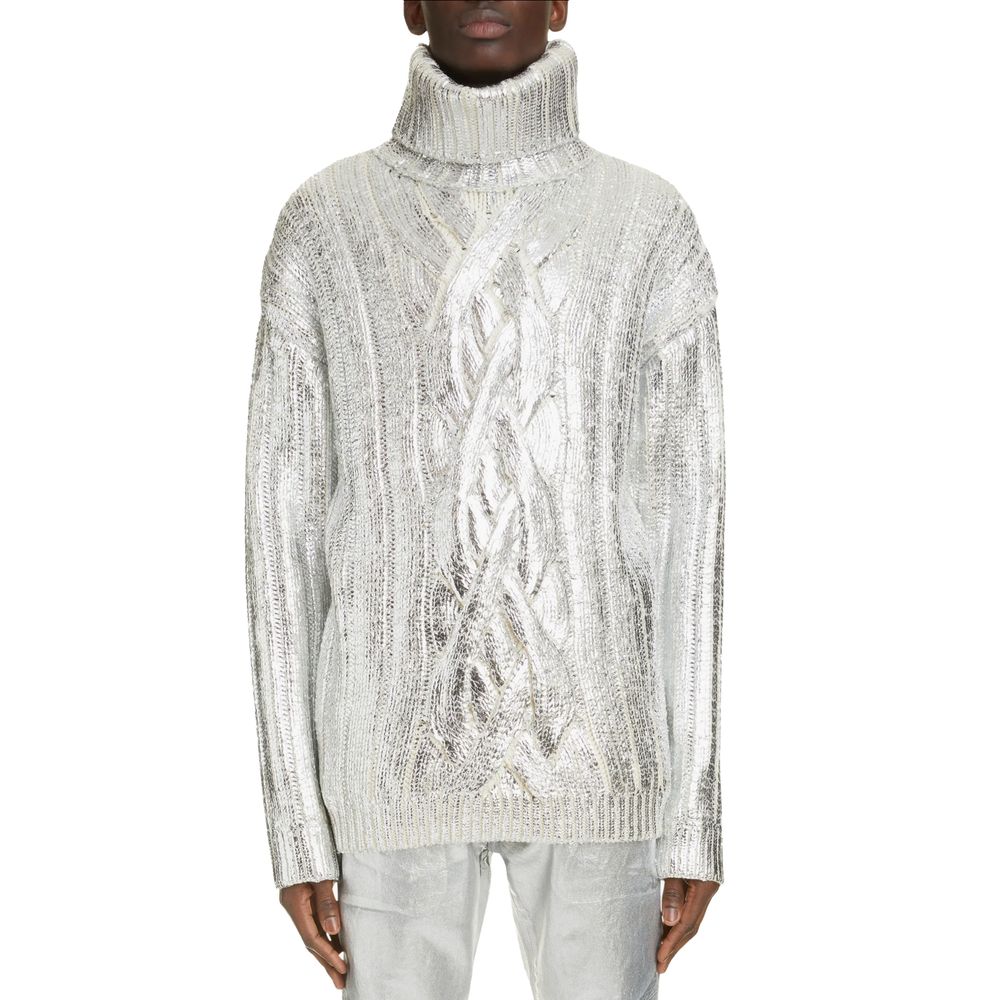 Brown Wool Men Turtleneck Sweater
