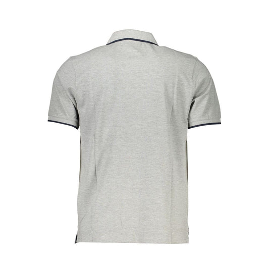 Gray Cotton Men Polo Shirt