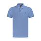 Blue Cotton Men Polo Shirt