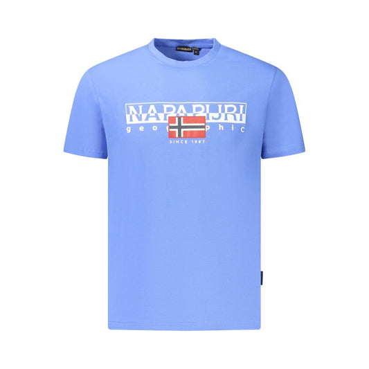Blue Cotton Men T-Shirt