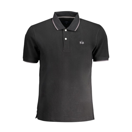 Black Cotton Men Polo Shirt