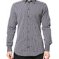 Black White Striped GOLD Formal Dress Shirt