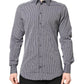 Black White Striped GOLD Formal Dress Shirt