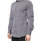 Black White Striped GOLD Formal Dress Shirt
