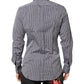 Black White Striped GOLD Formal Dress Shirt