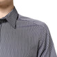 Black White Striped GOLD Formal Dress Shirt