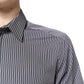 Black White Striped GOLD Formal Dress Shirt