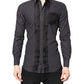 Black Polka Dot Long Sleeves Gold Formal Shirt