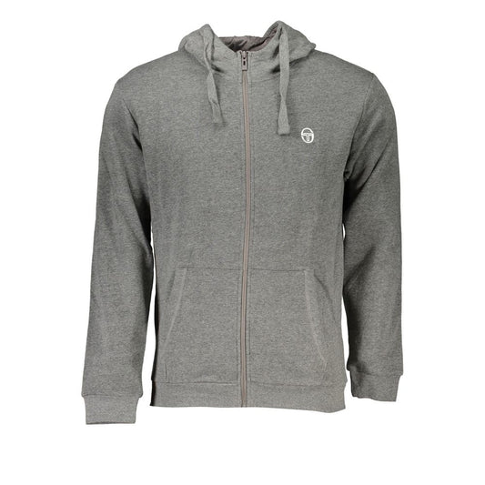 Gray Cotton Men Hooded Sweater