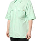 Green Cotton Short Sleeves Men Casual Shirt