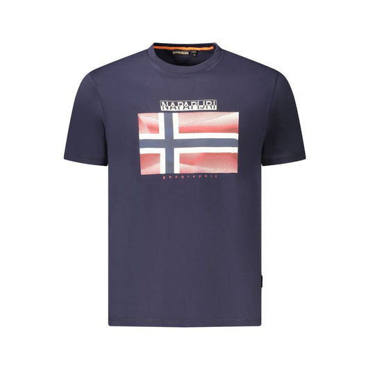 Blue Cotton Men T-Shirt