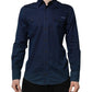 Blue Cotton GOLD Long Sleeves Casual Shirt