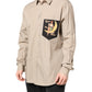 Beige Pin Up Print MARTINI Men Casual Shirt
