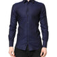 Blue GOLD Cotton Long Sleeves Men Dress Shirt