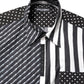 Black White Stripe Button Down Casual Shirt