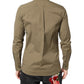 Brown Cotton Stretch Casual Long Sleeves Shirt