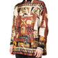 Multicolor Tailor Print Silk Casual Shirt