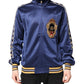 Blue Nylon Logo Patch Men Bomber Sweater