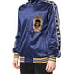 Blue Nylon Logo Patch Men Bomber Sweater