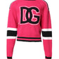 Pink Cotton Logo Print Knit Pullover Sweater