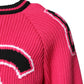Pink Cotton Logo Print Knit Pullover Sweater