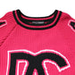 Pink Cotton Logo Print Knit Pullover Sweater