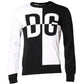 Black White Knit Logo Print Pullover Sweater