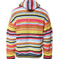 Multicolor Cotton Hooded Pullover Sweater