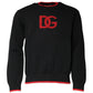 Black Nylon DGLogo Knit Men Pullover Sweater