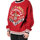 Red Sequin Knit Pullover Sweatshirt Sweater