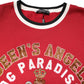 Red Sequin Knit Pullover Sweatshirt Sweater