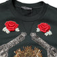 Black Sequined Embellished Pullover Sweater
