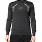 Gray Embroidery Knit Men Pullover Sweater