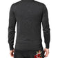 Gray Embroidery Knit Men Pullover Sweater