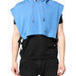 Blue Cotton Hooded Men Sportswear Vest Sweater