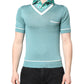 Green Printed Collared Short Sleeve T-shirt