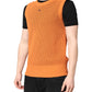 Orange Cashmere Round Neck Sleeveless T-shirt
