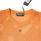 Orange Cashmere Round Neck Sleeveless T-shirt