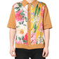 Brown Floral Collared Short Sleeve T-shirt