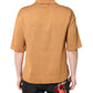 Brown Floral Collared Short Sleeve T-shirt