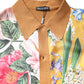 Brown Floral Collared Short Sleeve T-shirt