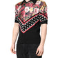 Black Floral Collared Short Sleeve T-shirt