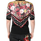 Black Floral Collared Short Sleeve T-shirt