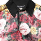 Black Floral Collared Short Sleeve T-shirt