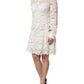 White Floral Lace Long Sleeves Shift Dress