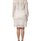 White Floral Lace Long Sleeves Shift Dress