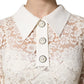 White Floral Lace Long Sleeves Shift Dress