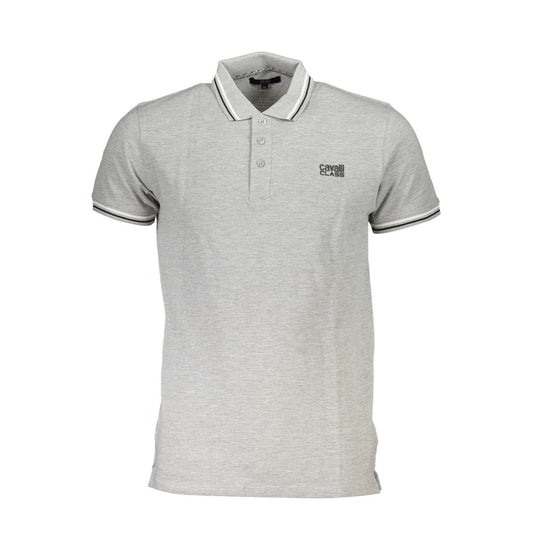 Gray Cotton Men Polo Shirt