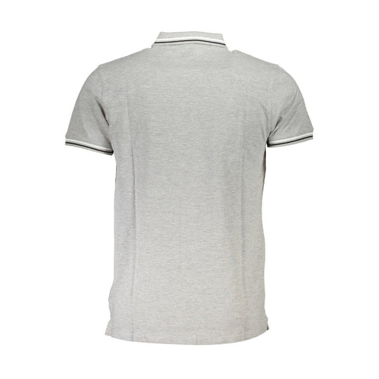 Gray Cotton Men Polo Shirt