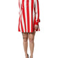 White Red Stripes Long Sleeves Mini Dress